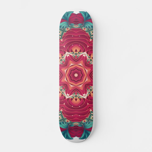 Skateboard Mandala rouge de Lotus (Recto)