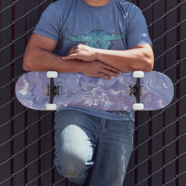 Skateboard Marbre Abstrait numérique Boho Eclectique doux vio (Extérieur 3)