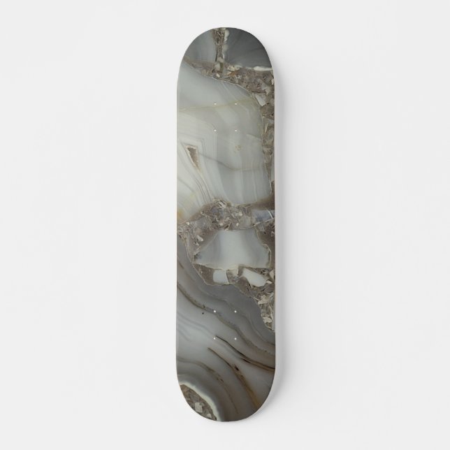 Skateboard Marbre Gris avec Veine d'Or (Devant)