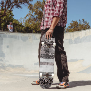 Skateboard Marbre léopard pailleté rayures Glam 1