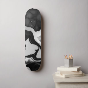 Skateboard Marbre noir et blanc tendance