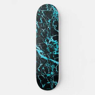 Skateboard Marbre turquoise et noir,