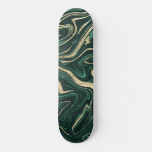 Skateboard Marbre vert émeraude or noir #1 #décoration #art