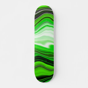 Skateboard Marbre vert et noir comme l'art fluidisé rayé