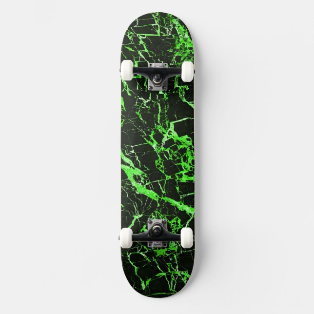 Skateboard Marbre vert et noir (complet avec camions et roues (Recto)