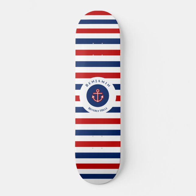 Skateboard Marine marine Bleu Rouge Bleu Blancs (Recto)