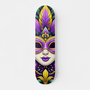 Skateboard Masque Mardi Gras/perles/fleur de lis