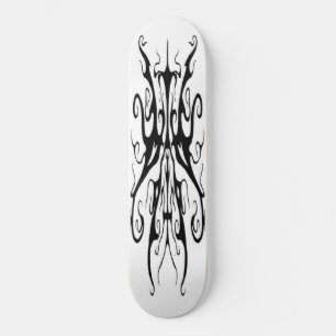Skateboard Masque Tribal Abstrait Noir et Blanc Élégant