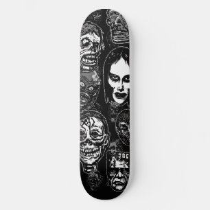 Skateboard Masques de monstre de film d'horreur (b&w)