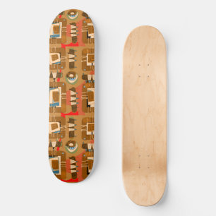 Skateboard Matrice ethnique Abstraite - Terracotta Turquoise