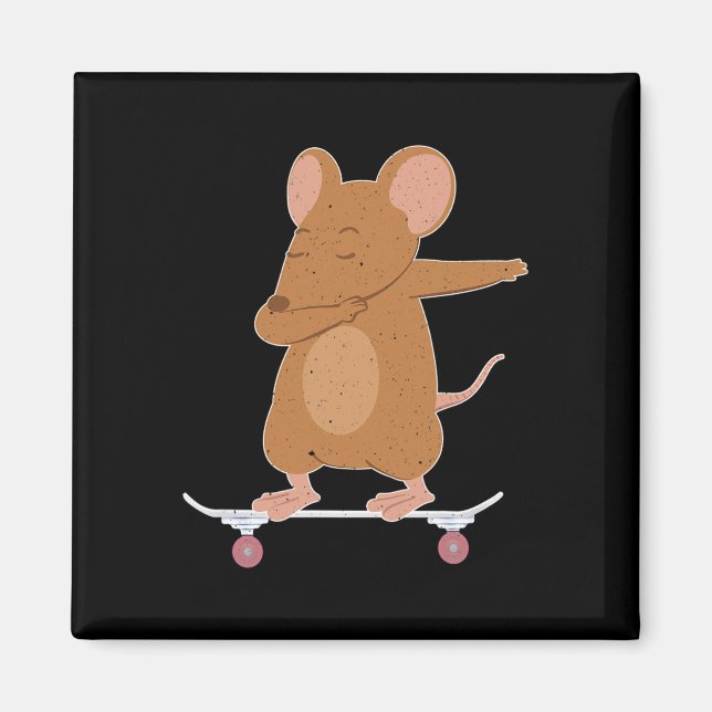 Skateboard-Maus oder -Ratte auf Skateboard-Geschen Magnet (Vorne)