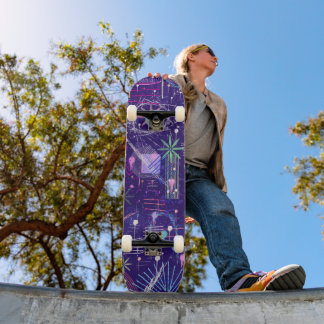 Skateboard Maximalist Abstract on Purple