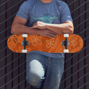 Skateboard Mazipoodles Créatif Floral Neuro Art Orange