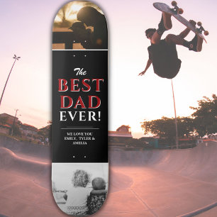Skateboard Meilleur papa jamais Noir Père`s Day 2 Photo Colla