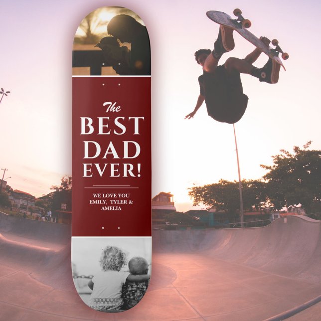 Skateboard Meilleur papa jamais Rouge Père`s Day 2 Photo Coll (Créateur téléchargé)