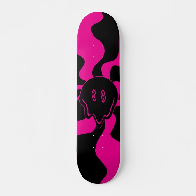Skateboard Melt de sourire - Magenta et noir (Devant)