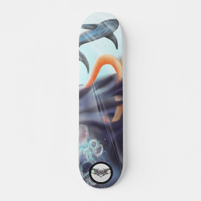 Skateboard Merle de poulpe de baleine méduse brillant Monde d (Devant)