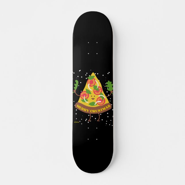 Skateboard MERRY CRUSTMAS amusant jeu de pizza de Noël (Devant)
