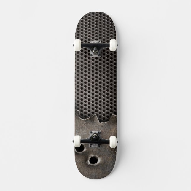 Skateboard Métal avec l'arrière - plan de trous de balle (Recto)