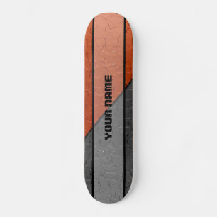 Skateboard Métal brillant gris et orange d'acier inoxydable