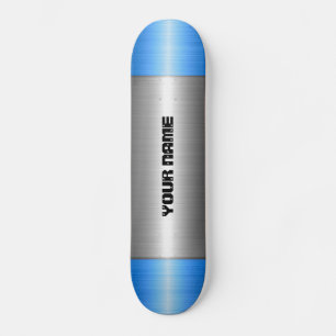 Skateboard Métal en acier inoxydable bleu et argent