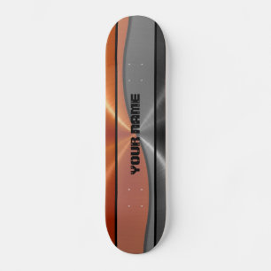 Skateboard Métal en acier inoxydable orange et gris brillant