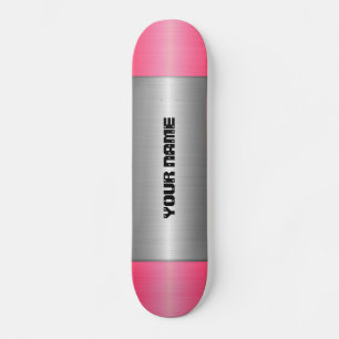 Skateboard Métal en acier inoxydable rouge et argent