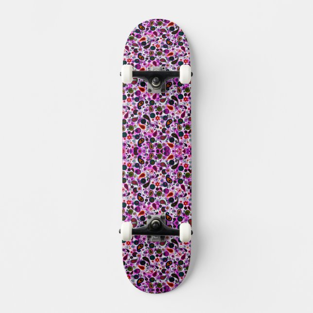 Skateboard Mignolette motif cachemire coloré (Recto)
