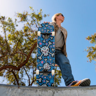 Skateboard Mignons Motif crâne et os Éffrayants