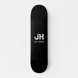 SKATEBOARD MINIMALISTE BLANC MONOGRAMME À DEUX LETTRES NOM NO