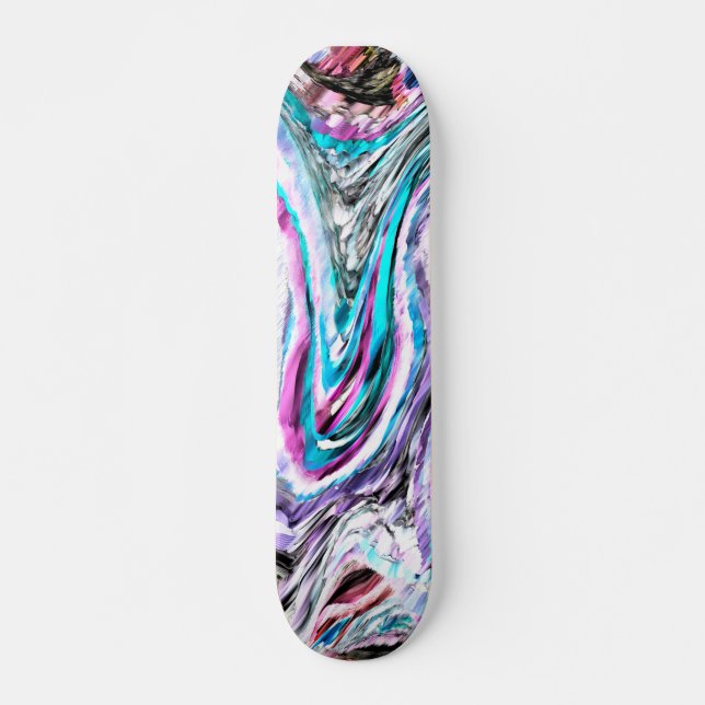 Skateboard Misto de gradiente e chuviscado, ciano e rose (Devant)