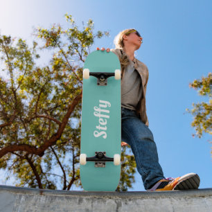 Skateboard mit aquamarinem und weißem personalisie