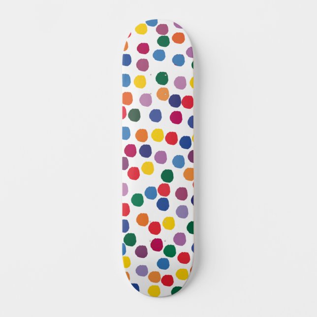 Skateboard mit bunten Punkten (Vorderseite)