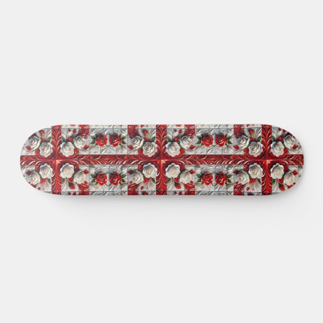 Skateboard mit englischer Rose Design (Horizontal)