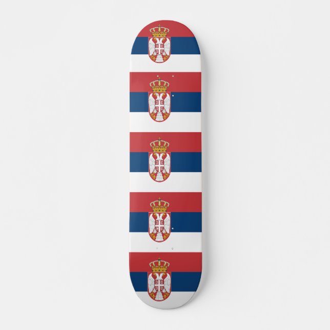 Skateboard mit Flagge Serbiens (Vorne)