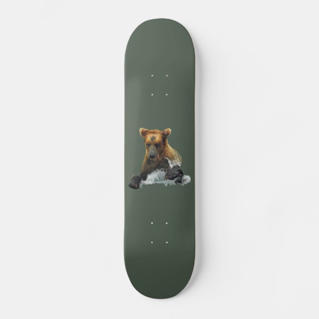 Skateboard mit Grizzlybär (Vorderseite)