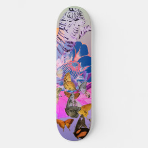 SKATEBOARD MIT JAPANISCHEN TIGER UND BLUME