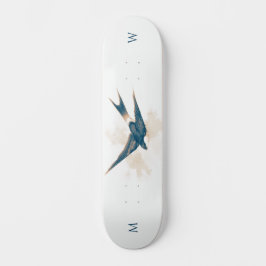 Skateboard mit Monogramm: Rauchschwalbe