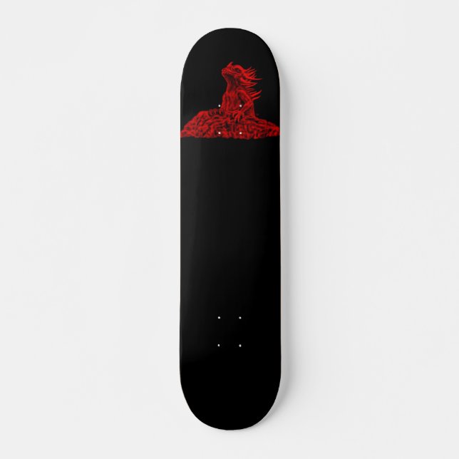 Skateboard mit Rote Drache am Felsen (Vorne)