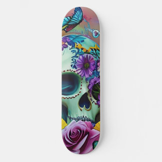 Skateboard modèle moderne crâne de sucre de fleur