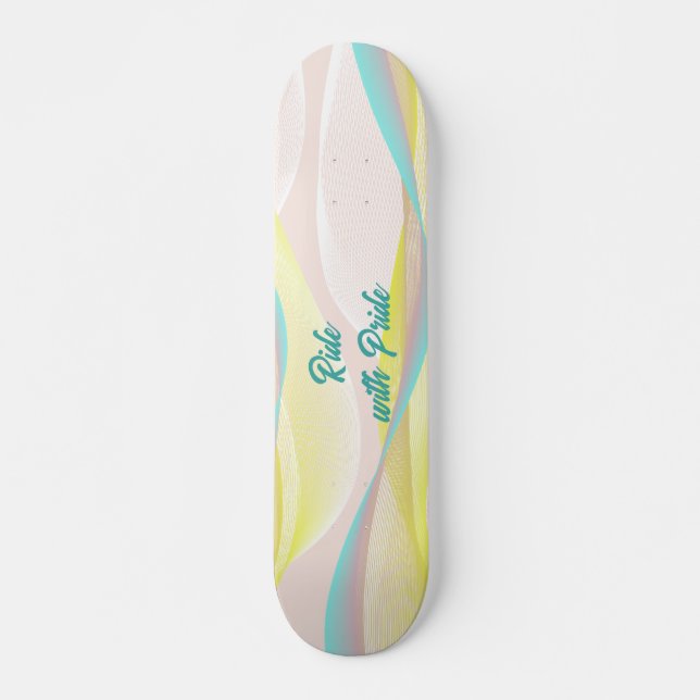 Skateboard Modern Abstract Pastel Fluid Waves & Mesh (Devant)