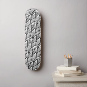 Skateboard Moderne Cute noir et blanc Hippie Daisy Floral