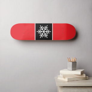 Skateboard Moderne flocons de neige rayures rouge vif noir et