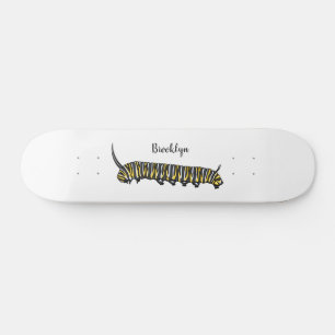 Skateboard Monarch caterpillar cartoon illustration 