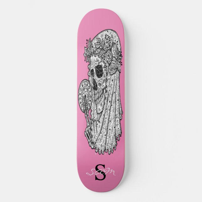 Skateboard Monogram Pink Wedelskull (Vorderseite)