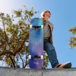 Skateboard Monogramme Aqua Violet Bleu