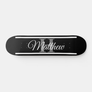 Skateboard Monogramme blanc noir simple et élégant personnali