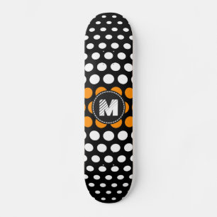 Skateboard Monogramme Blanc & Orange foncé Motif à pois