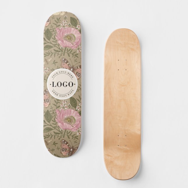 Skateboard Monogramme botanique Fleur sauvage moderne et tend (Recto)