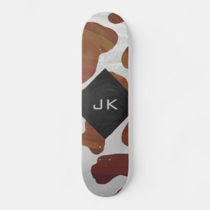 Skateboard Monogramme Brown et blanc de vache